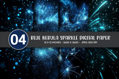 Blue Nebula Sparkle Digital Paper Product Image 1