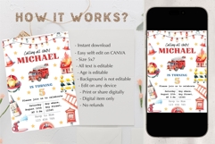 Fire truck Birthday Invitation Template Product Image 4