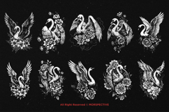 10 Bundle Dark Art Swan Floral Flower Bird Swan Feathers Product Image 6