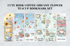 Cute Book &amp; Coffee Bookmark Set,Dreamy Floral Teacup Art Product Image 4