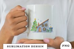 Watercolor Christmas house Sublimation design Product Image 4