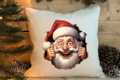 Watercolor Peeking Santa and Snowman Clipart, Christmas PNG Product Image 4