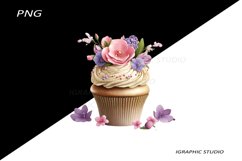Flowers Cupcake Clipart Product Image 1