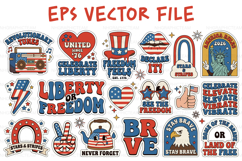 Retro 4th Of July Sticker Bundle For Crafters - EPS Vector Product Image 1