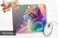 Rainbow Cat in Colorful Smoke Mouse Pad PNG Design Product Image 1