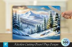 Snowy Mountain Pines Winter Cutting Board PNG Design Product Image 1