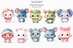 Cute Cartoon Character Watercolor 45 Cliparts Collection Product Image 4