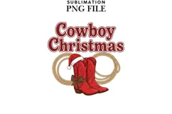 Cowboy Christmas png design for T-shirts Product Image 1