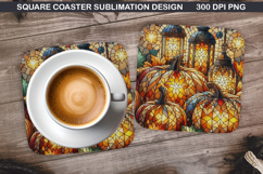 Pumpkin Coaster Sublimation, Halloween Coaster PNG Design Product Image 1