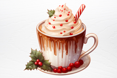 Christmas Hot Cocoa Watercolor Clipart PNG Product Image 4