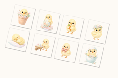 Easter Chicks Watercolor Clipart Set Product Image 4