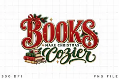 Christmas Book Lover Cozy Reading PNG, Holiday Books and Product Image 2