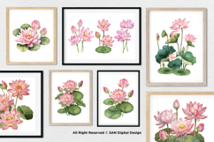 15 Bundle Watercolor Lotus Flower Meditation Elegant Floral Product Image 4