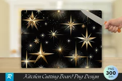 Christmas Stars and Angel Walnut Wood Cutting Board PNG Product Image 1