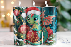 Merry Christmas Dragon Tumbler Wrap | Christmas Wrap Product Image 1