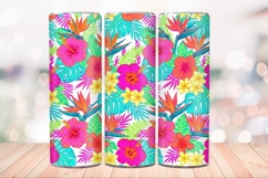 Tropical Floral Seamless 20 OZ Skinny Tumbler Wrap PNG. Product Image 4