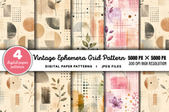 Vintage Grid Lined Ephemera Junk Journal JPG Product Image 1