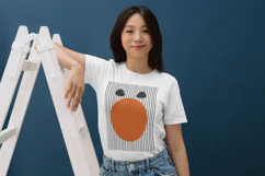 Modern Minimalist Striped Orange Circle Pillow Design Product Image 4