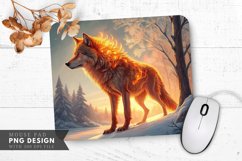 Fiery Wolf in a Snowy Landscape Mouse Pad PNG Design Product Image 1