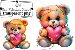 Teddy Bear Valentine Clipart Watercolor PNG Product Image 1