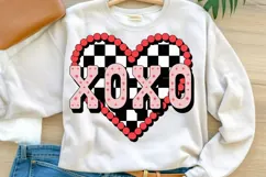 XOXO Checkerboard Heart PNG | Valentine’s Day Retro Heart Product Image 1