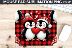 Watercolor Penguin Mouse Pad Sublimation - Valentines PNG Product Image 1