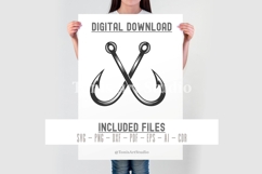 Crossed Fishing Hooks SVG Bass Hook Logo for Cricut Crafts Product Image 2
