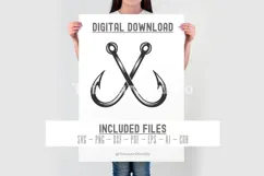 Crossed Fishing Hooks SVG Bass Hook Logo for Cricut Crafts Product Image 2