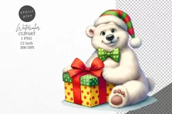 Christmas clipart, Polar bear clipart, Christmas sublimation Product Image 1