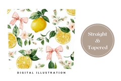 Watercolor Lemon Tumbler Wrap, Cute Bows Tumbler Template Product Image 4