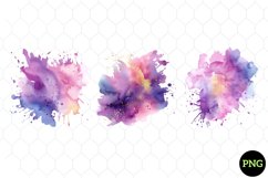 Watercolor Purple Pink Gold Splash Clipart Product Image 1