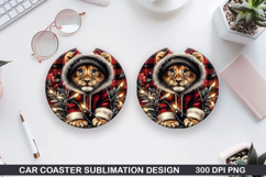 Baby lion Car Coaster Sublimation| Christmas Coaster PNG Product Image 1