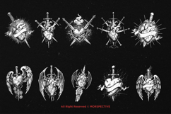 10 Bundle Dark Art Dagger Heart Stab Bleeding Wings Horror Product Image 6