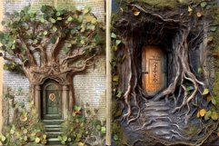 Secret door, Junk journal pages, Digital paper, Collage Product Image 4