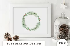 Watercolor Christmas Floral Wreath png Product Image 4