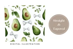 Watercolor Avocado Tumbler Wrap, Bows Tumbler Sublimation Product Image 4