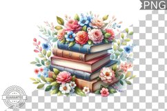 Books Flowers Sublimation- Clipart PNG Design Product Image 1