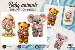 Baby Animals with flowers Sublimation Bunny Bear Koala Product Image 1