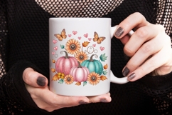 Glitter Floral Pumpkin Sublimation PNG. Product Image 4