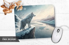 Lone Wolf Mountain Peak Enchanted Icy Mouse Pad PNG Design Product Image 1