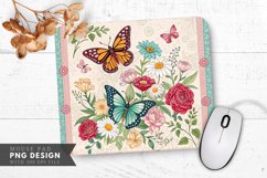 Butterfly Blooms Quilt Pattern Mouse Pad PNG Design Product Image 1