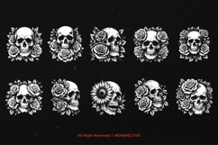 10 Bundle Dark Art Skull Rose Floral Sugar Gothic Skeleton Product Image 6