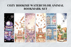 Cozy Bookish Whiskers Bookmark Set,Watercolor Reading Animal Product Image 4