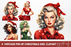 Vintage Pin Up Christmas Girl Clipart Product Image 1