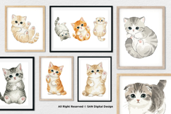 15 Bundle Watercolor Baby Cats Kitten Fluffy Pet Fat Funny Product Image 4