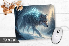 Frosted Fury A Wolf in a Snowstorm Forest Mouse Pad PNG Product Image 1