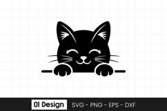 Cute Peeking Kitty Cat Clipart SVG PNG Product Image 1