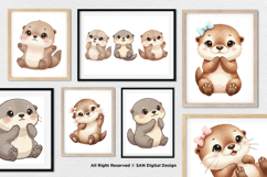 15 Bundle Watercolor Baby Otter Cute Animal Pet Kids Sticker Product Image 4