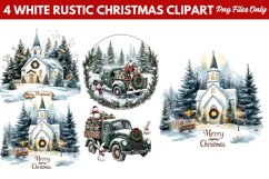 White Rustic Christmas Clipart PNG Product Image 1
