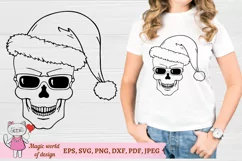 Skull Santa hat with glasses svg, Christmas cut file Product Image 2